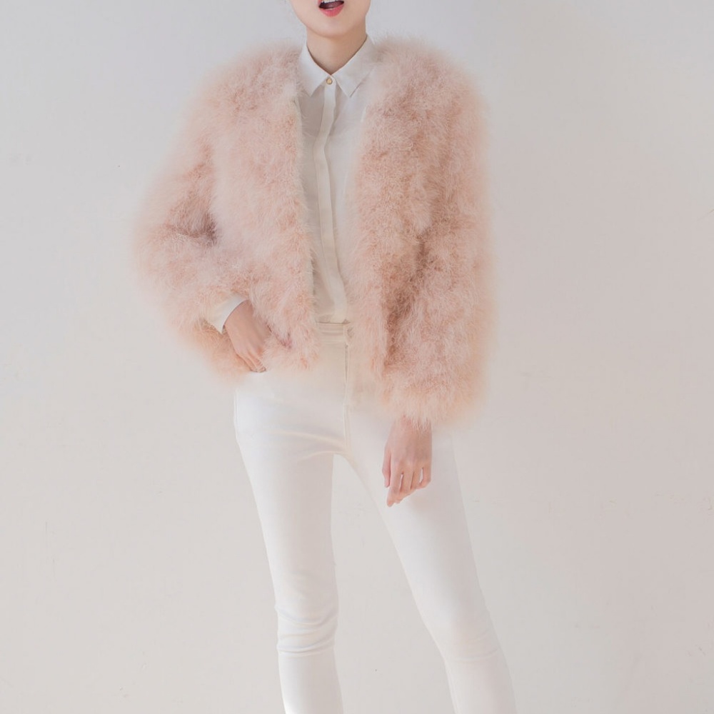 Feather fluffy pale pink jacket